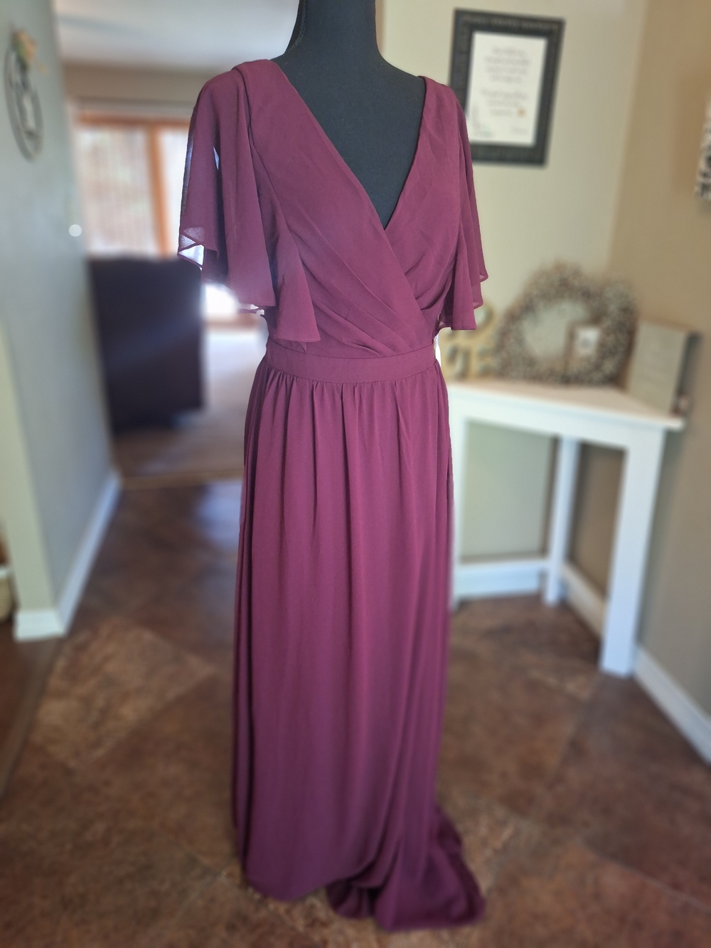 Lulus Formal Elegant Deep Plum Wrap Maxi Dress M